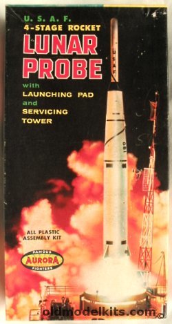 Aurora 1/72 USAF 4 Stage Lunar Probe with Launch Pad and Service Tower (SM-75 Thor), 385-249 plastic model kit